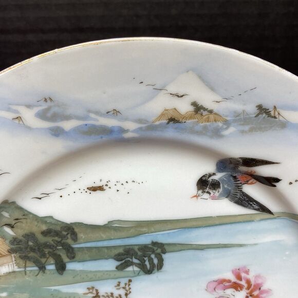 Norcrest Hand Painted Fine China Plate Covered Bridge Winter Scene P-114 Vintage - Picture 7 of 7